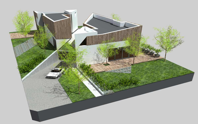 Bliźniak połączony garażem -projekt