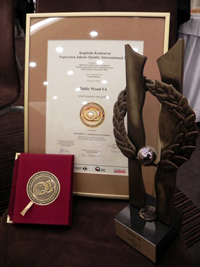 28 września w Poznaniu odbyła się uroczysta Gala Ogólnopolskiego Programu Najwyższa Jakość Quality International. W jej trakcie Baltic Wood, jako trzykrotny laureat w kategorii QI Produkt, został uhonorowany wyróżnieniem specjalnym Perłą QI 2012.