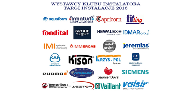 Wystawcy Klubu Instalatora Targów Instalacje 2016